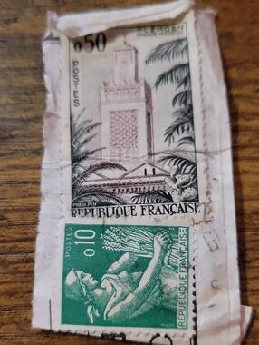 French Vintage Stamp Set - Green and Cream